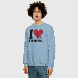 Свитшот хлопковый мужской I love fishing, цвет: мягкое небо — фото 2