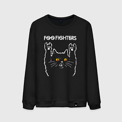 Свитшот хлопковый мужской Foo Fighters rock cat, цвет: черный