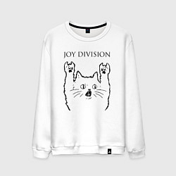 Свитшот хлопковый мужской Joy Division - rock cat, цвет: белый