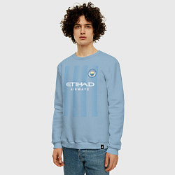 Свитшот хлопковый мужской Эрлинг Холанд Манчестер Сити форма 2324, цвет: мягкое небо — фото 2