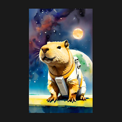 Свитшот хлопковый мужской Capybara brave astronaut - neural network, цвет: черный — фото 2