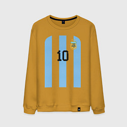 Свитшот хлопковый мужской Месси сборная Аргентины ЧМ 2022, цвет: горчичный