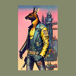 Свитшот хлопковый мужской Kangaroo - cyberpunk - neural network - art, цвет: авокадо — фото 2