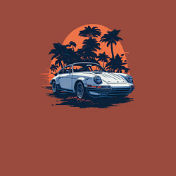 Свитшот хлопковый мужской Порше, пальмы и закат, цвет: кирпичный — фото 2