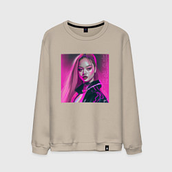 Свитшот хлопковый мужской Blackpink Lisa аниме рисунок, цвет: миндальный