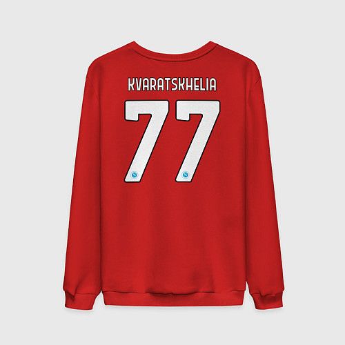 Мужской свитшот Хвича Кварацхелия ФК Наполи форма домашняя / Красный – фото 2
