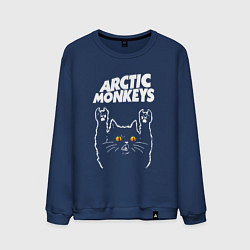 Свитшот хлопковый мужской Arctic Monkeys rock cat, цвет: тёмно-синий
