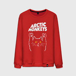 Свитшот хлопковый мужской Arctic Monkeys rock cat, цвет: красный