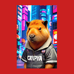 Свитшот хлопковый мужской Cool capybara - urban style - neural network, цвет: красный — фото 2