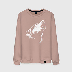 Свитшот хлопковый мужской Волк воет, цвет: пыльно-розовый