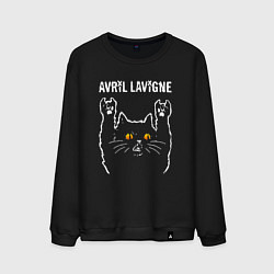 Свитшот хлопковый мужской Avril Lavigne rock cat, цвет: черный