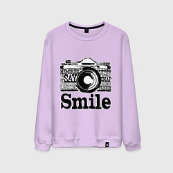 Свитшот хлопковый мужской Smile camera, цвет: лаванда