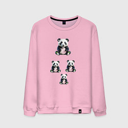 Свитшот хлопковый мужской Маленькие панды, цвет: светло-розовый