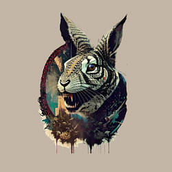 Свитшот хлопковый мужской Свирепый зайчара - нейросеть, цвет: миндальный — фото 2