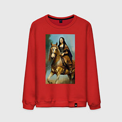 Свитшот хлопковый мужской Мона Лиза верхом на коне, цвет: красный