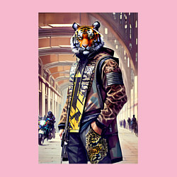 Свитшот хлопковый мужской Tiger fashionista - neural network, цвет: светло-розовый — фото 2