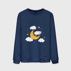 Свитшот хлопковый мужской Спящая Овечка, цвет: тёмно-синий