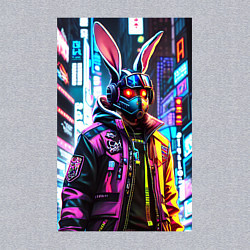 Свитшот хлопковый мужской Cool hare - cyberpunk - metropolis, цвет: меланж — фото 2