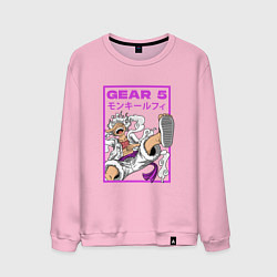 Свитшот хлопковый мужской One piece - gear 5 белый, цвет: светло-розовый