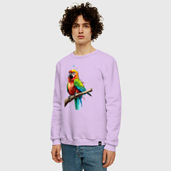 Свитшот хлопковый мужской Попугай какаду, цвет: лаванда — фото 2
