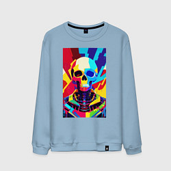 Свитшот хлопковый мужской Pop art skull, цвет: мягкое небо