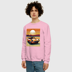 Свитшот хлопковый мужской Авто Ягуар, цвет: светло-розовый — фото 2
