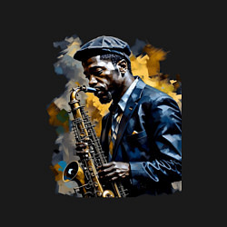 Свитшот хлопковый мужской Чернокожий саксофонист, цвет: черный — фото 2