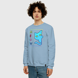 Свитшот хлопковый мужской Cat meow, цвет: мягкое небо — фото 2