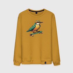 Свитшот хлопковый мужской Птица катается на скейте, цвет: горчичный