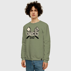 Свитшот хлопковый мужской Кухонный папа, цвет: авокадо — фото 2