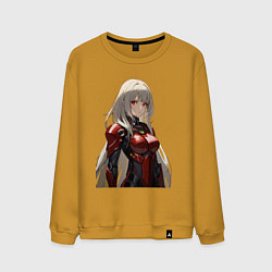 Свитшот хлопковый мужской Аниме робо-девушка, цвет: горчичный