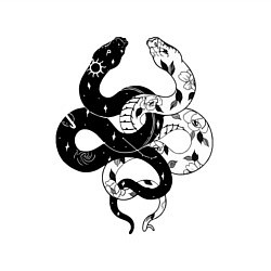 Свитшот хлопковый мужской Змеи инь и янь - черное белое, цвет: белый — фото 2