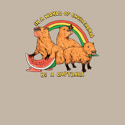 Свитшот хлопковый мужской В мире чупакабр будь капибарой, цвет: миндальный — фото 2