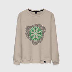 Свитшот хлопковый мужской Компас викингов вегвизир, цвет: миндальный