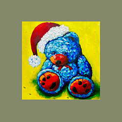 Свитшот хлопковый мужской Плюшевый синий Санта мишка, цвет: авокадо — фото 2