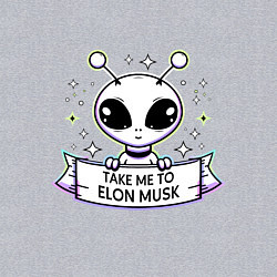 Свитшот хлопковый мужской Инопланетянин - take me to Elon Musk, цвет: меланж — фото 2