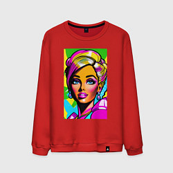 Свитшот хлопковый мужской Кукла Барби - нейросеть - поп-арт, цвет: красный
