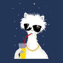 Свитшот хлопковый мужской Лама - альпака с бокалом, цвет: тёмно-синий — фото 2