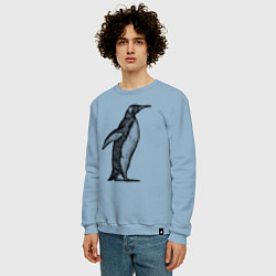 Свитшот хлопковый мужской Пингвин сбоку, цвет: мягкое небо — фото 2