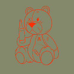 Свитшот хлопковый мужской Сердитый медвежонок, цвет: авокадо — фото 2