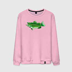 Свитшот хлопковый мужской Зелёная рыбка, цвет: светло-розовый
