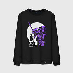 Свитшот хлопковый мужской Neon Genesis Evangelion retro, цвет: черный