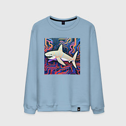 Свитшот хлопковый мужской Акула абстракция, цвет: мягкое небо