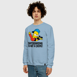Свитшот хлопковый мужской Барт Симпсон скейтбордист, цвет: мягкое небо — фото 2