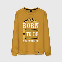 Свитшот хлопковый мужской Born to be adventurer, цвет: горчичный