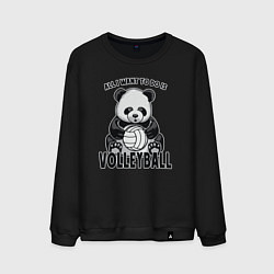 Свитшот хлопковый мужской Panda volleyball, цвет: черный