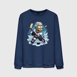 Свитшот хлопковый мужской Гомер Симпсон - хоккейный нападающий, цвет: тёмно-синий