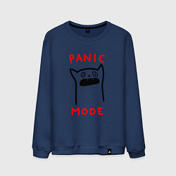 Свитшот хлопковый мужской Panic mode - котик, цвет: тёмно-синий