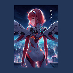 Свитшот хлопковый мужской Zero two - Darling in the Franxx - cyberpunk, цвет: тёмно-синий — фото 2