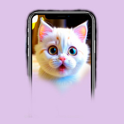 Свитшот хлопковый мужской Кот в смартфоне, цвет: лаванда — фото 2